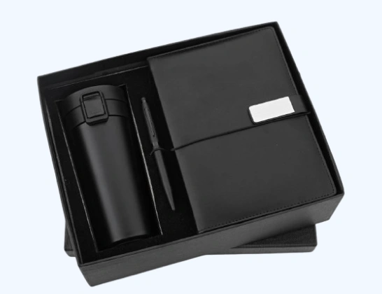 Premium corporate combo gift box with branded tumbler and notebook for client appreciation and employee reward gifting