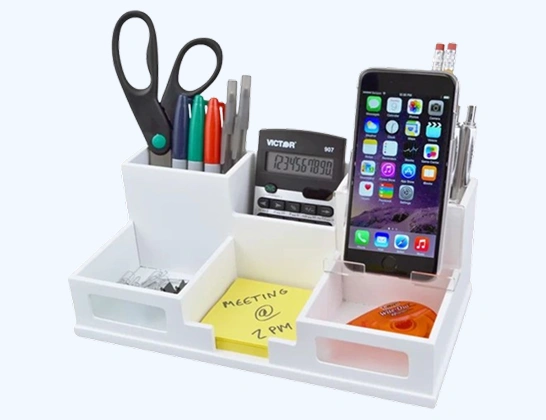 Corporate desk organiser gift set with pen holder, phone stand and stationery accessories for office employee gifting