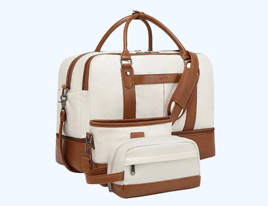 Premium canvas travel bag and pouch corporate gift set for client gifting and executive employee travel gifts