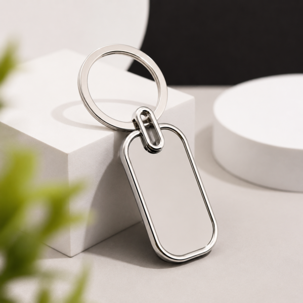 Sleek Stainless Steel Custom Engraving Keyring