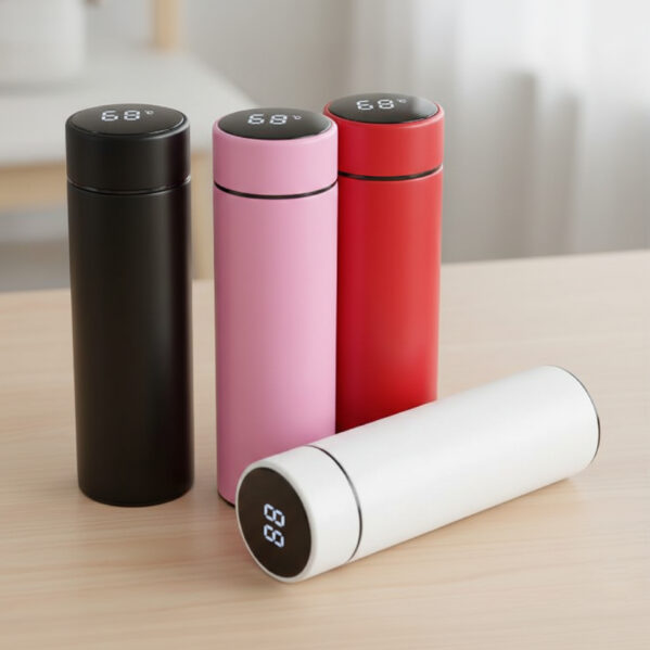 Smart Cylindrical Water Bottle with LED Temperature Display